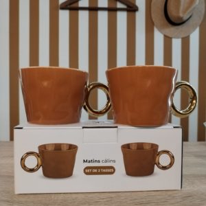 SET DE 2 TASSES OCRE