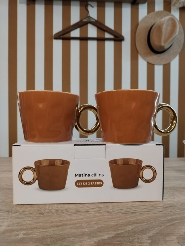 SET DE 2 TASSES OCRE