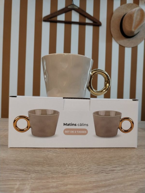 SET DE 2 TASSES TAUPE