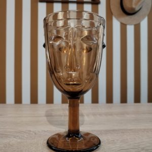 VERRE A PIED VISAGE AMBRE
