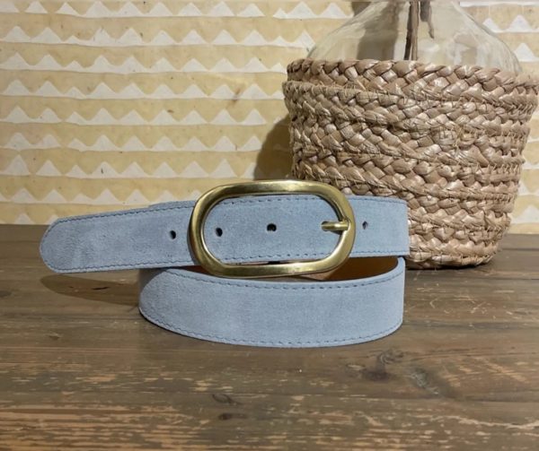 CEINTURE CUIR BLEU CIEL