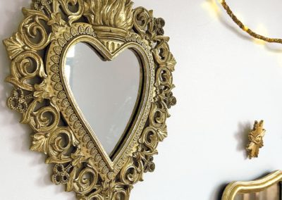 MIROIR COEUR DORE