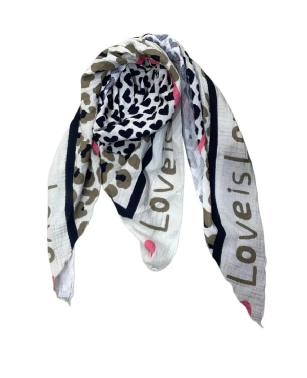 FOULARD COEUR BLACK BEIGE