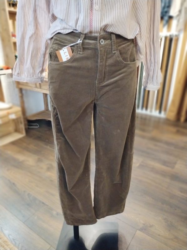 PANTALON BARREL VELOURS TAUPE