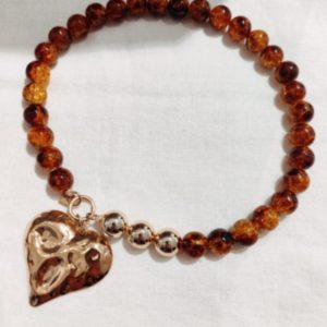 COLLIER RESINE COEUR AMBRE