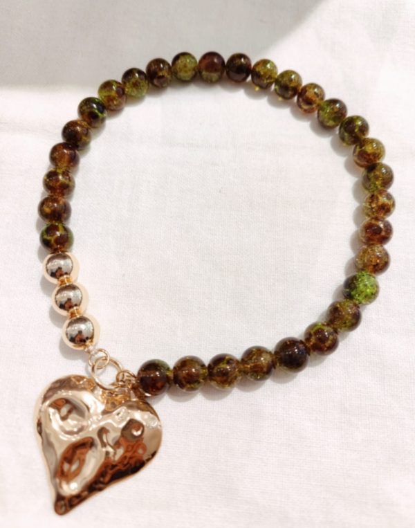 COLLIER RESINE COEUR VERT