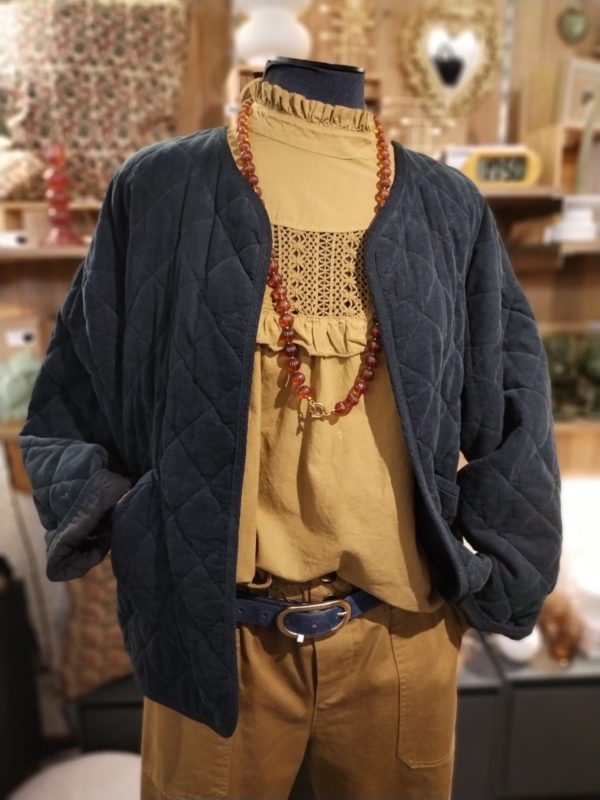 VESTE MATELASSÉE VELOURS MARINE